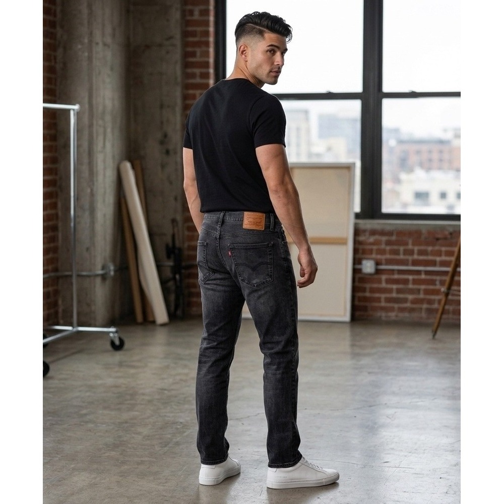 Levi's 514 Slim Straight Jeans Mens 36x31 Washed Black Charcoal Stretch‎ Denim